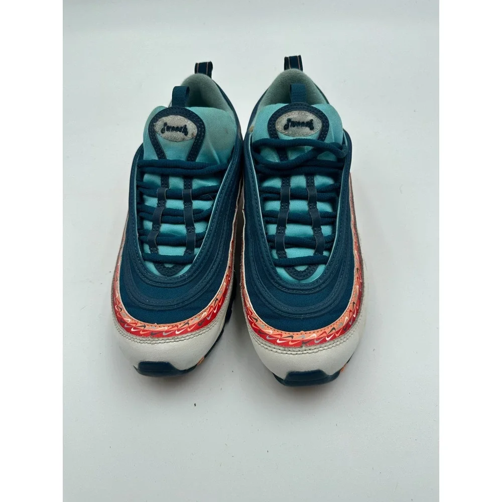 Nike Air Max 97 CQ4818-400 Kids Running Shoes US 7 White Blue Orange‎ Sneakers